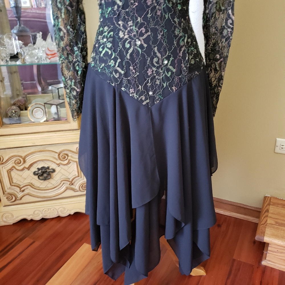 CASADEI | BLACK SEQUIN HANDKERCHIEF HEM MIDI DRESS - Picture 4 of 15
